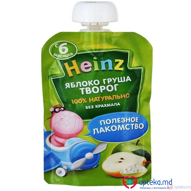 Пюре HEINZ яблоко-груша-творог d/p 90 г