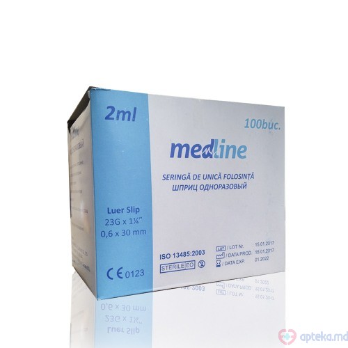 Шприц 2 мл 3-компонентный 23Gx 1 1/4 (0,6 x 30 мм) Medline