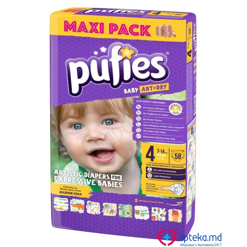 Подгузники "PUFIES" BABY ART+ DRY VPP MIDI 4-9 кг (N3) N68 Подгузники "PUFIES" BABY ART+ DRY VPP MIDI 4-9 кг (N3) N68