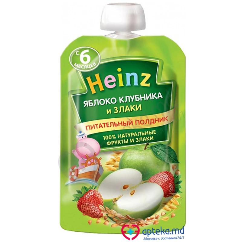 Пюре HEINZ злаки с яблоком и клубникой d/p 90 г Пюре HEINZ злаки с яблоком и клубникой d/p 90 г