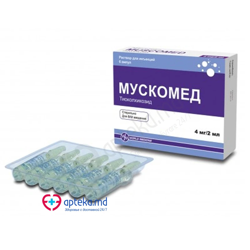 Мускомед, р-р д/инъ 4мг/2мл, N6 Мускомед, р-р д/инъ 4мг/2мл, N6