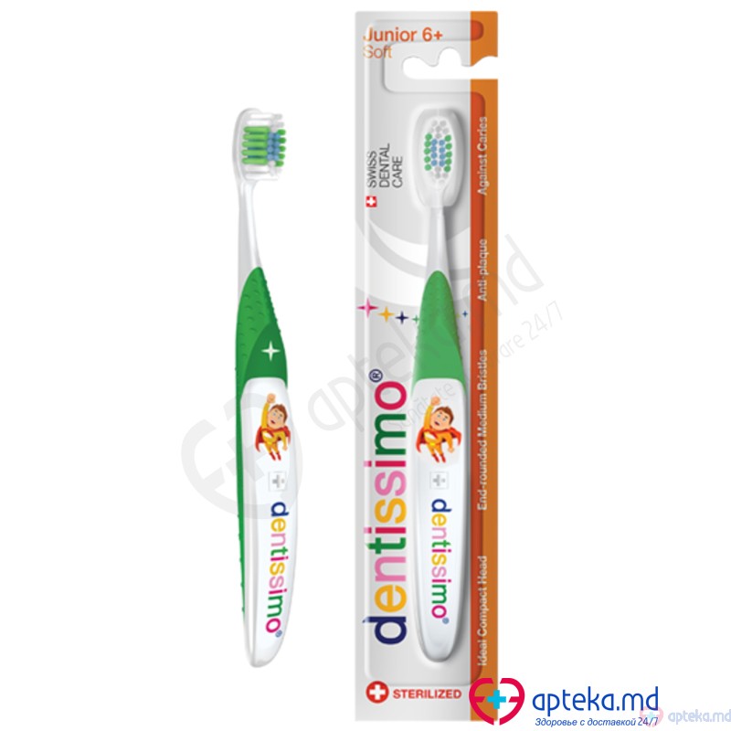 Periuta de dinti Dentissimo Junior Soft (de la 6 ani) Verde