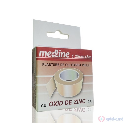 Emplastru adeziv 1.25cmx5m cu oxid de zinc Medline