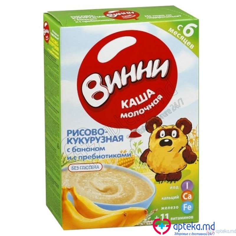 Mincare p/u copii "Винни" Рисово-кукурузная с бананом и с пребиотиками 200g