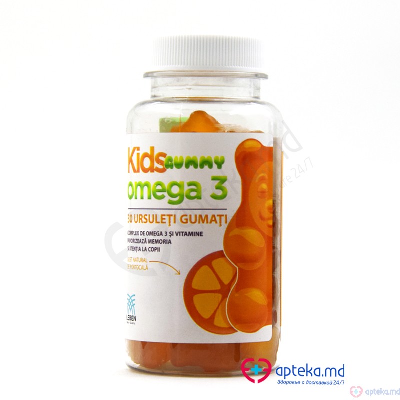 Жевательные мишки Kids Gummy Omega 3 Лебен, N30