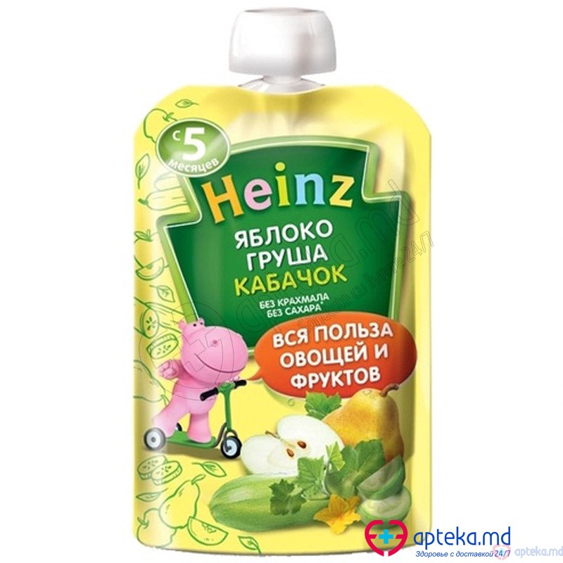 Pireu HEINZ mere pere dovlecei d/p 90g