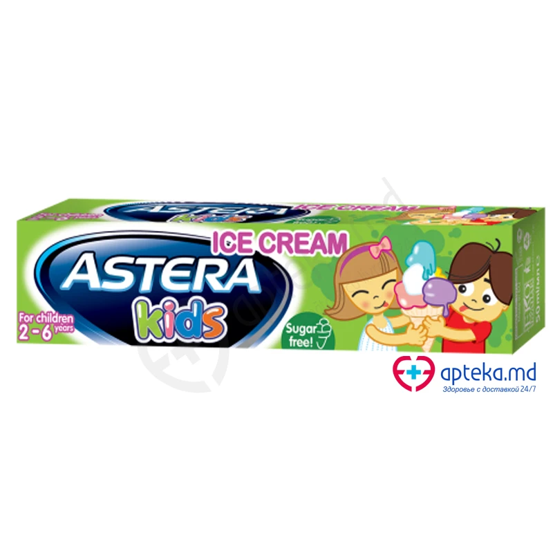 Паста зубная ''ASTERA'' детская 2-6 мороженое 50 мл Паста зубная ''ASTERA'' детская 2-6 мороженое 50 мл