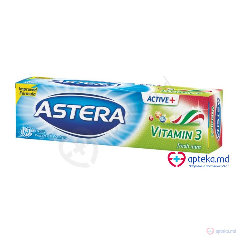 Зубная паста ASTERA Active+ Vitamin 3, 100 мл