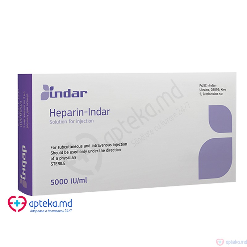 Heparin-Indar sol. inj. 5000 UI/ml N5