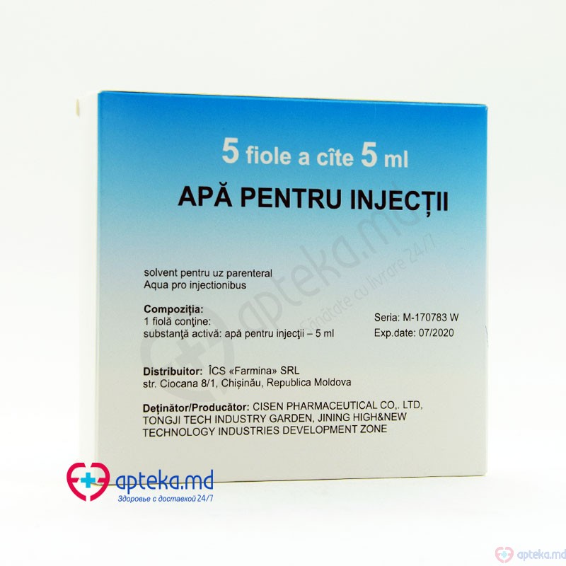 Apa pentru injectii sol. inj. 5 ml N5