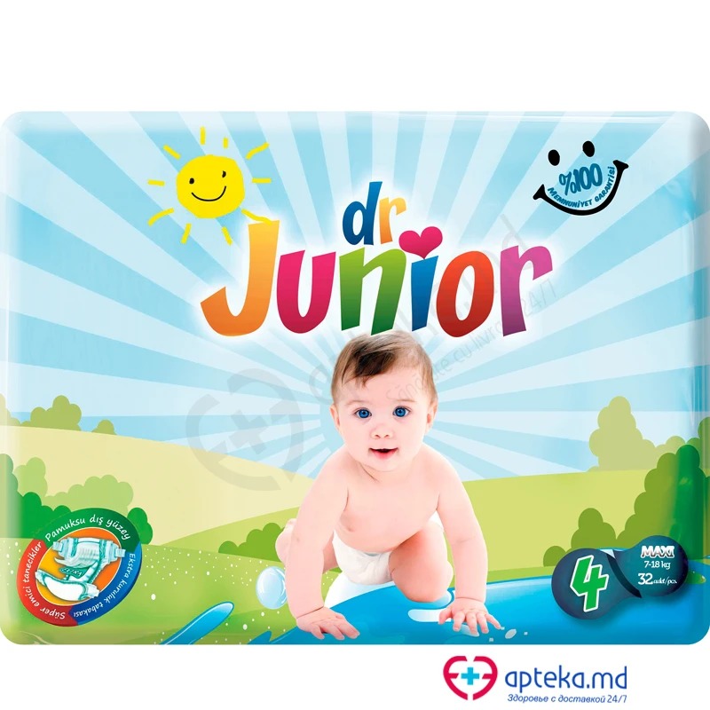 Подгузники для детей Dr. Junior 7-18 кг (N4) N32 Подгузники для детей Dr. Junior 7-18 кг (N4) N32