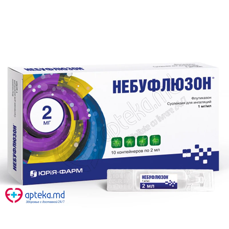 Небуфлюзон, сусп д/инг небул 1мг/мл, 2 мл, N10 Небуфлюзон, сусп д/инг небул 1мг/мл, 2 мл, N10
