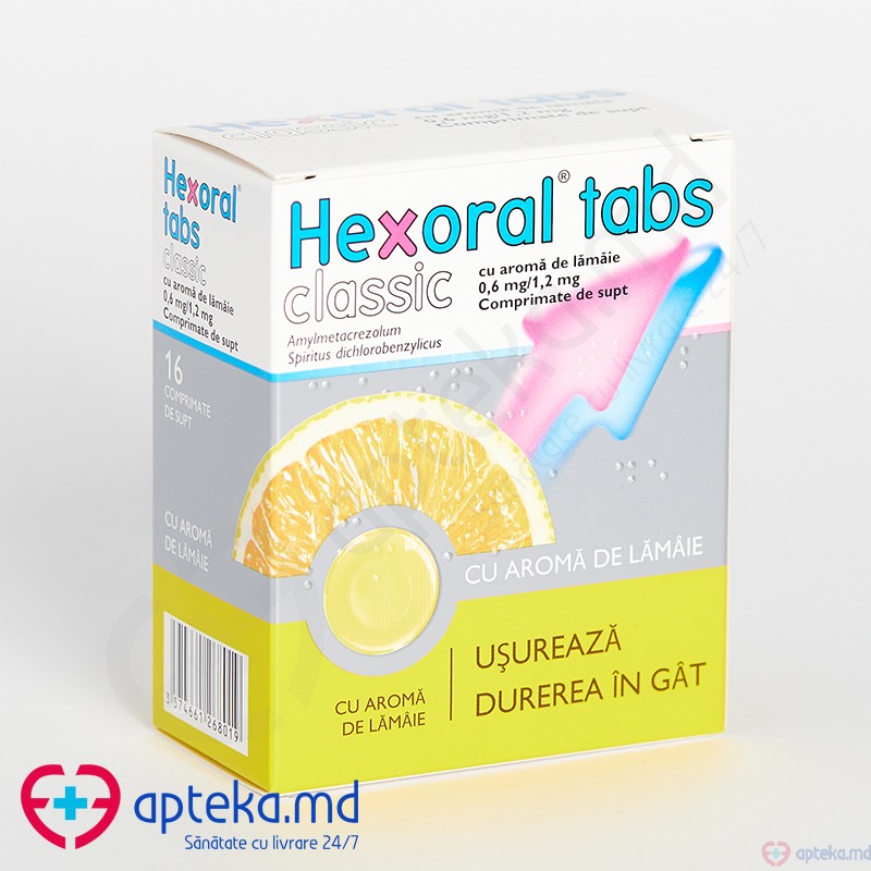 Hexoral Tabs Classic aroma lamaie comp. de supt 1,2 mg + 0,6 mg N4x4