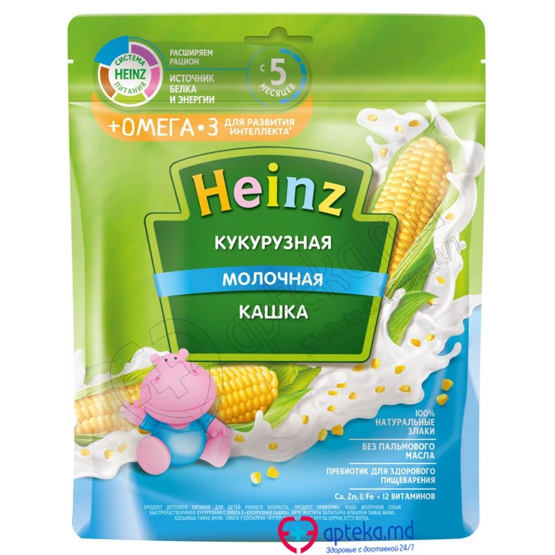 Каша HEINZ молочная с омега-3 кукурузная 200 г Каша HEINZ молочная с омега-3 кукурузная 200 г