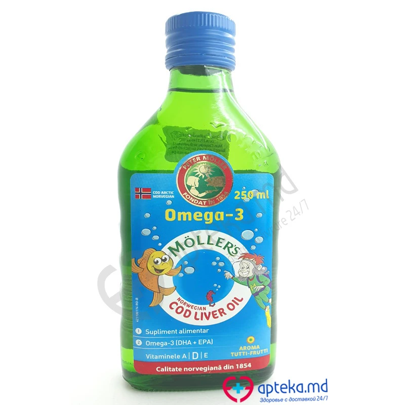 Moller's Cod Omega-3 масло печени трески, аромат тутти-фрутти, 250 мл Moller's Cod Omega-3 масло печени трески, аромат тутти-фрутти, 250 мл