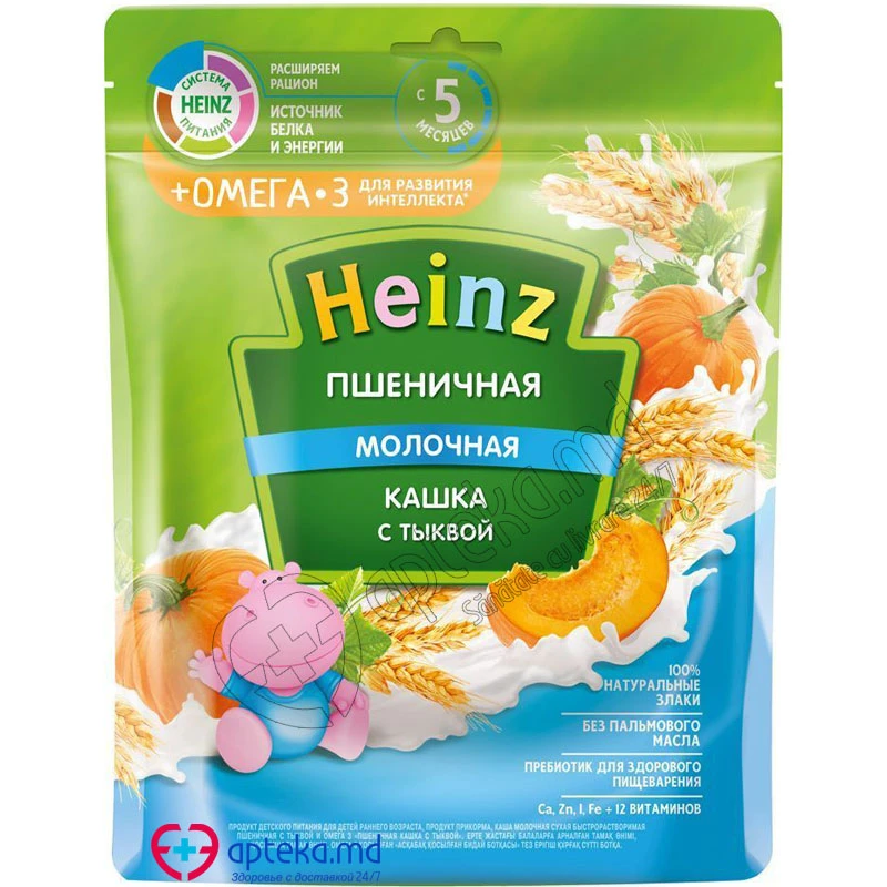 Каша HEINZ молочная с омега-3 пшеничная с тыквой 200 г Каша HEINZ молочная с омега-3 пшеничная с тыквой 200 г