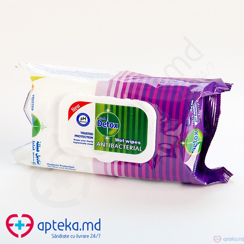 Servetele umede DETOX antibacterial purple N80