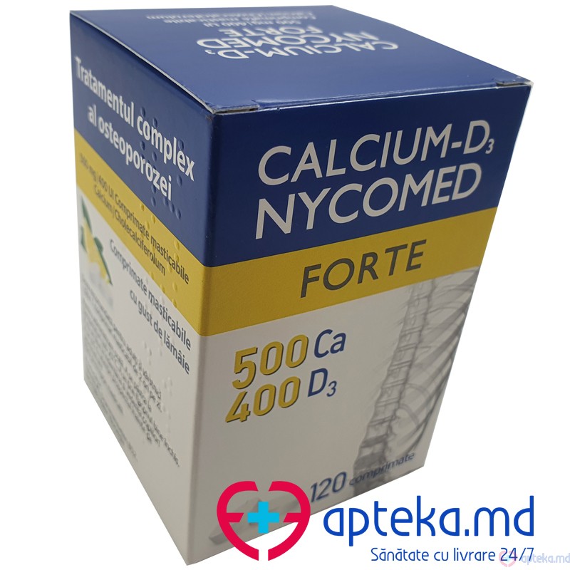 Calcium-D3 Nycomed Forte comp. masticab. 400 UI + 500 mg N120