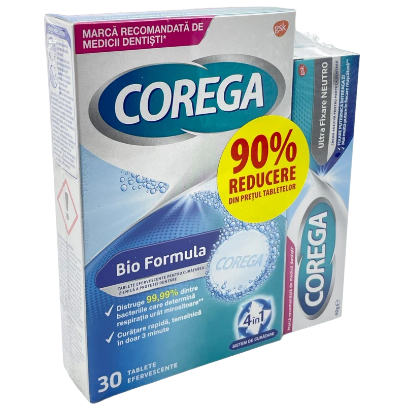 Корега Неутро Ультра фиксация 40г + Корега Таб. Био Формула N30