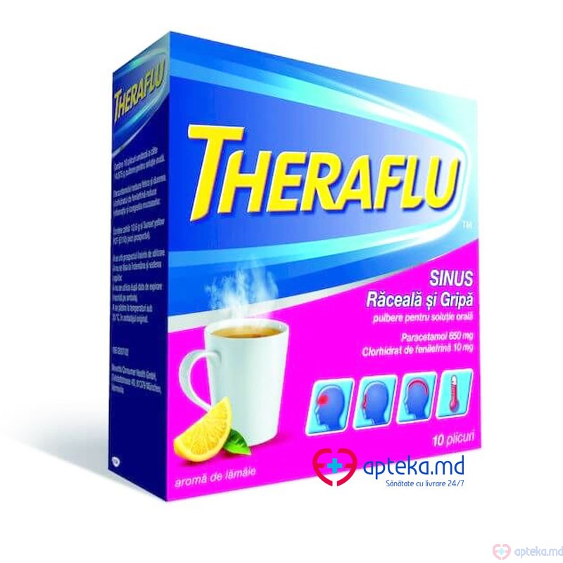 Theraflu Sinus Raceala si Gripa pulb.sol. orala 650 mg/10mg N10