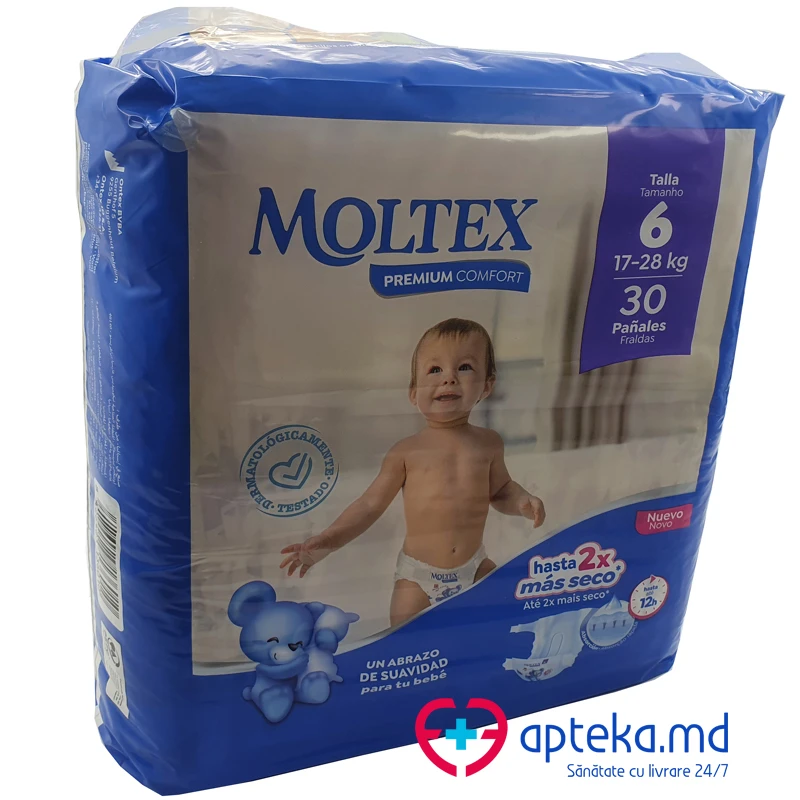 Подгузники детские Moltex (6) Premium Comfort XL размер 6, 17-28 кг, N30 Подгузники детские Moltex (6) Premium Comfort XL размер 6, 17-28 кг, N30