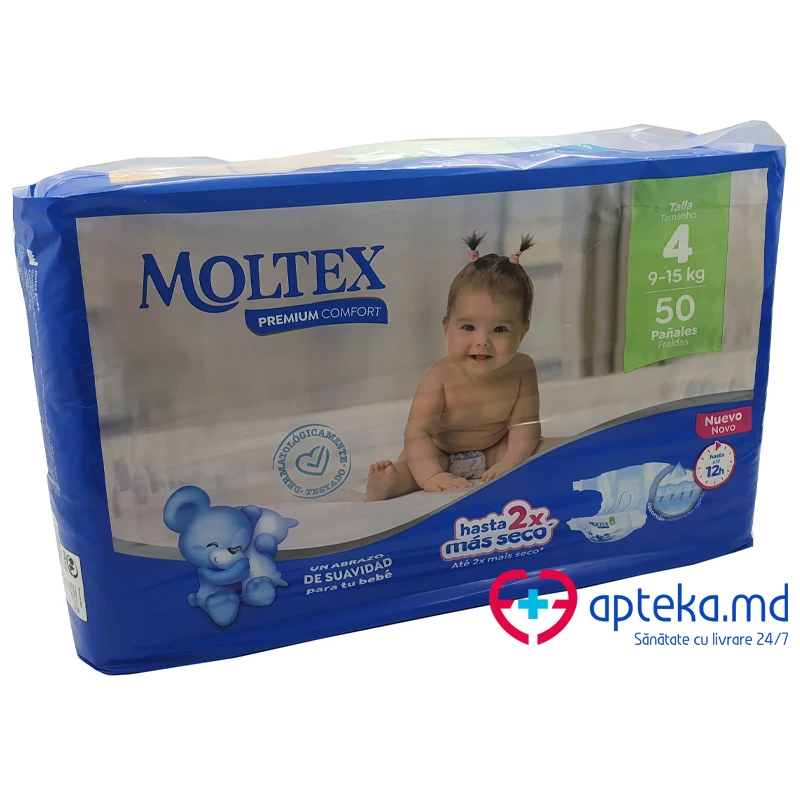 Подгузники детские Moltex (4) Premium Comfort Max размер 4, 9-15 кг, N50 Подгузники детские Moltex (4) Premium Comfort Max размер 4, 9-15 кг, N50
