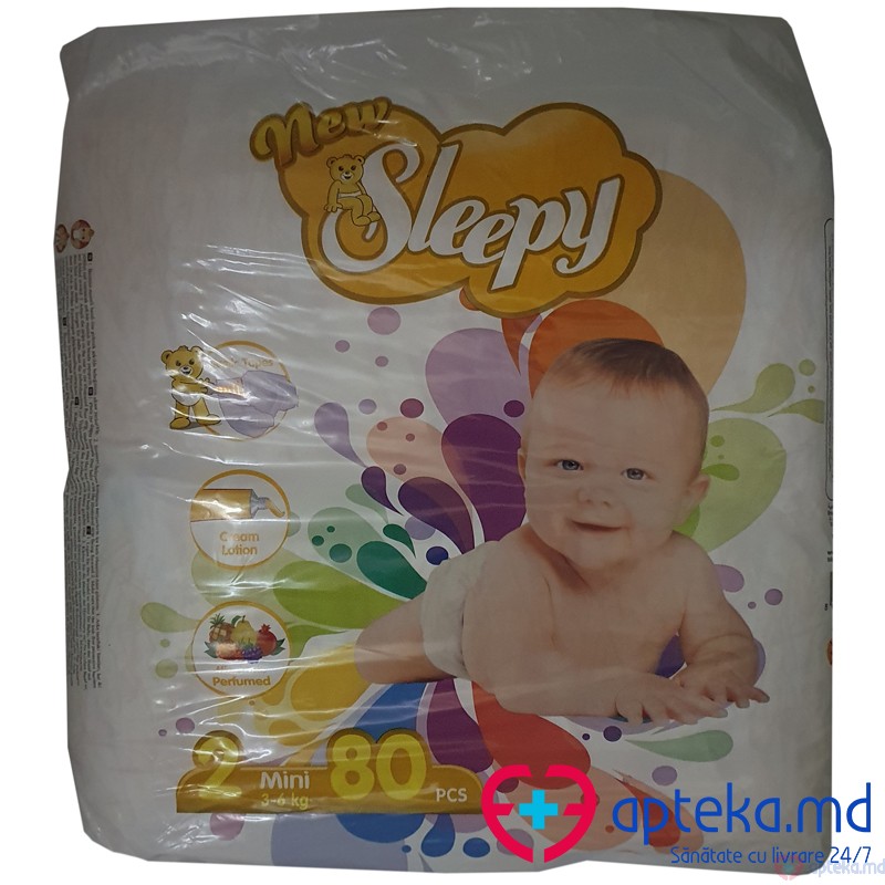 Подгузники New Sleepy 2 Mini размер 2, 3-6 кг, N80