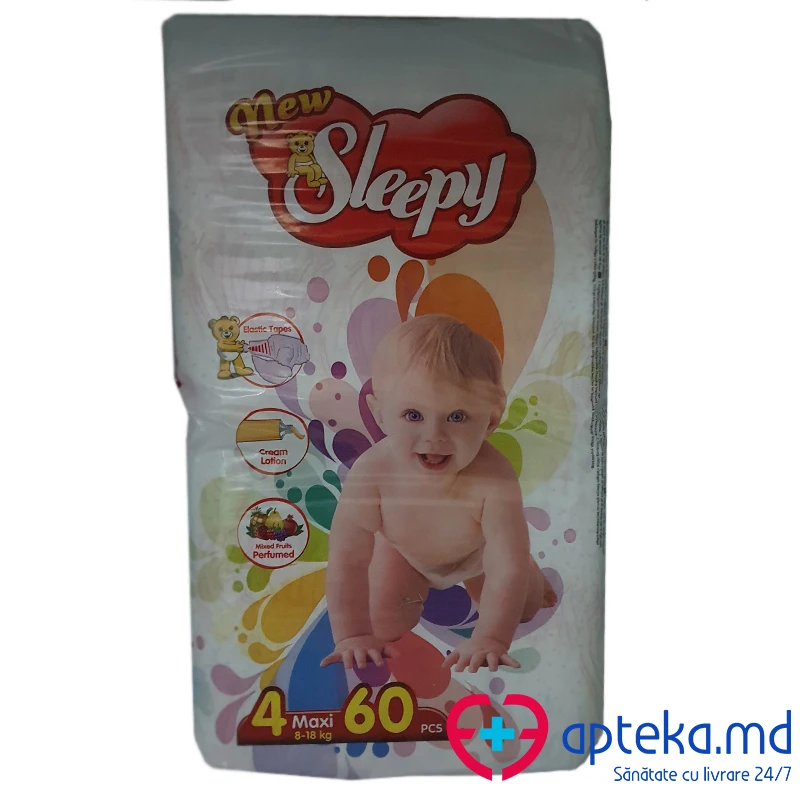 Подгузники New Sleepy 4 Maxi размер 4, 8-18 кг, N60 Подгузники New Sleepy 4 Maxi размер 4, 8-18 кг, N60