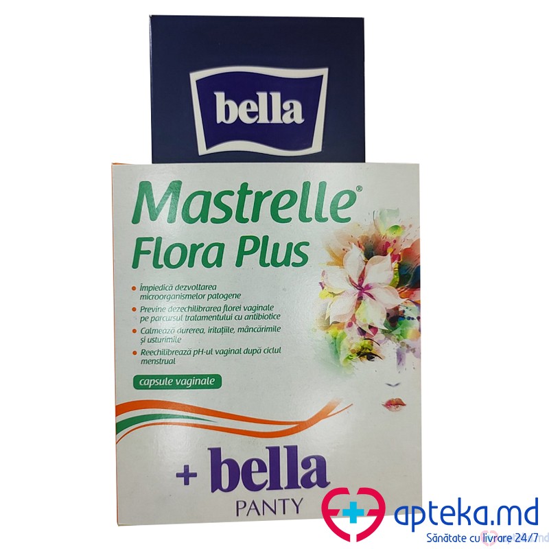 Mastrelle Flora Plus caps.vaginale N10 +Bella Panty absorbante zilnice N28 cadou