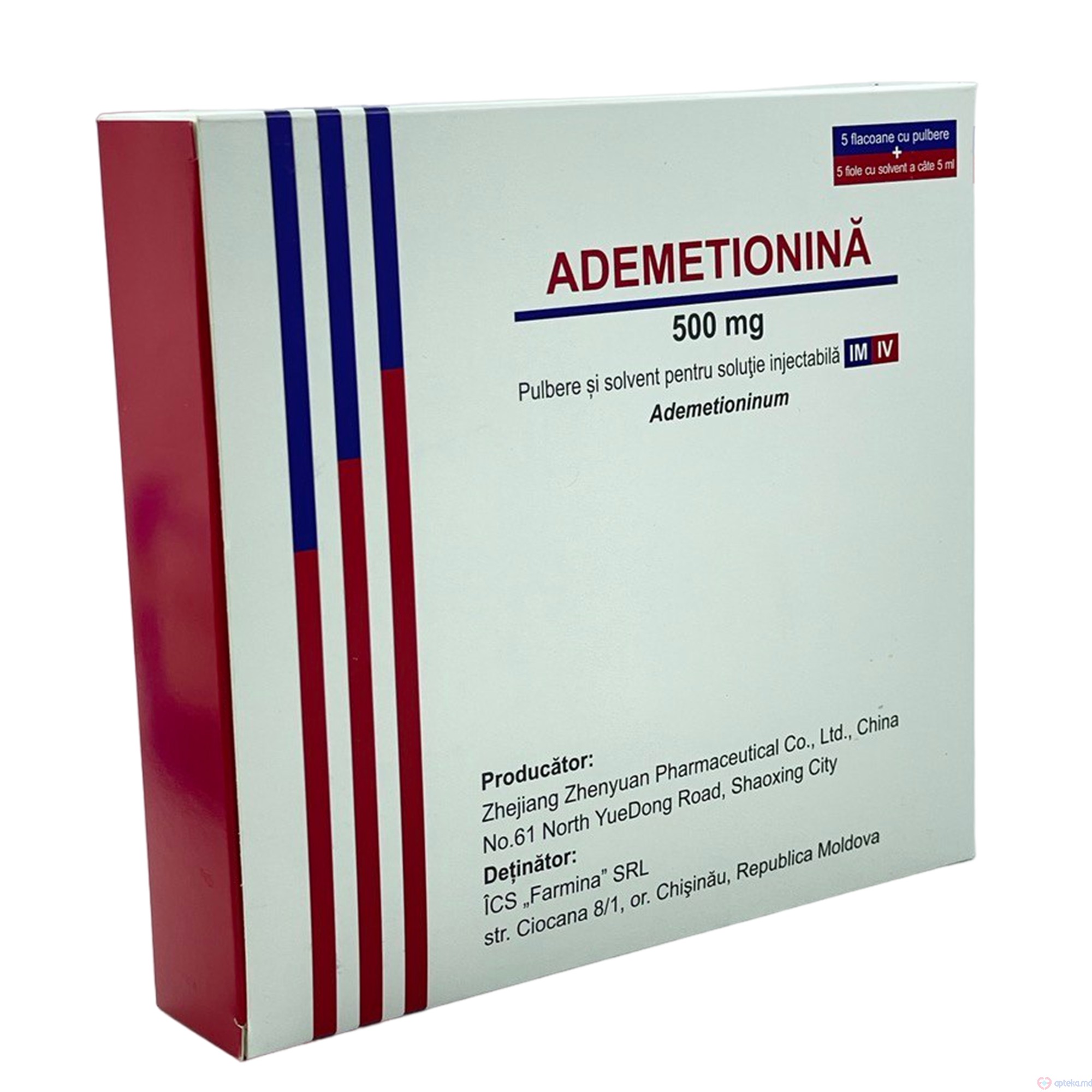 Ademetionina pulb. si solv. p/u sol. inj. 500 mg 5ml N5 + 5