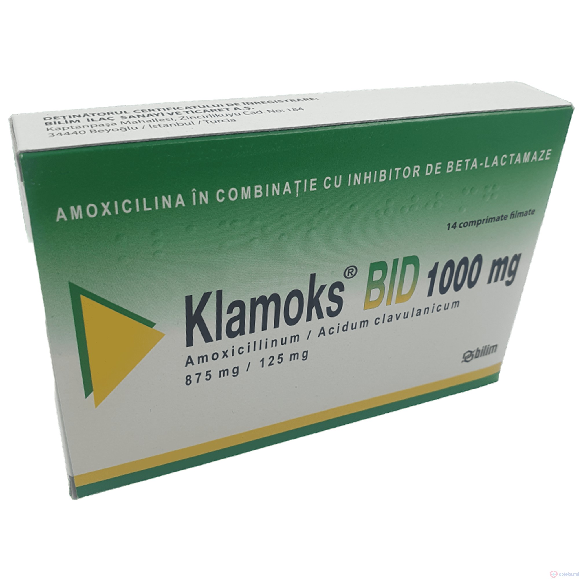 Klamoks BID 1000 mg comp. film. 875 mg + 125 mg N7x2