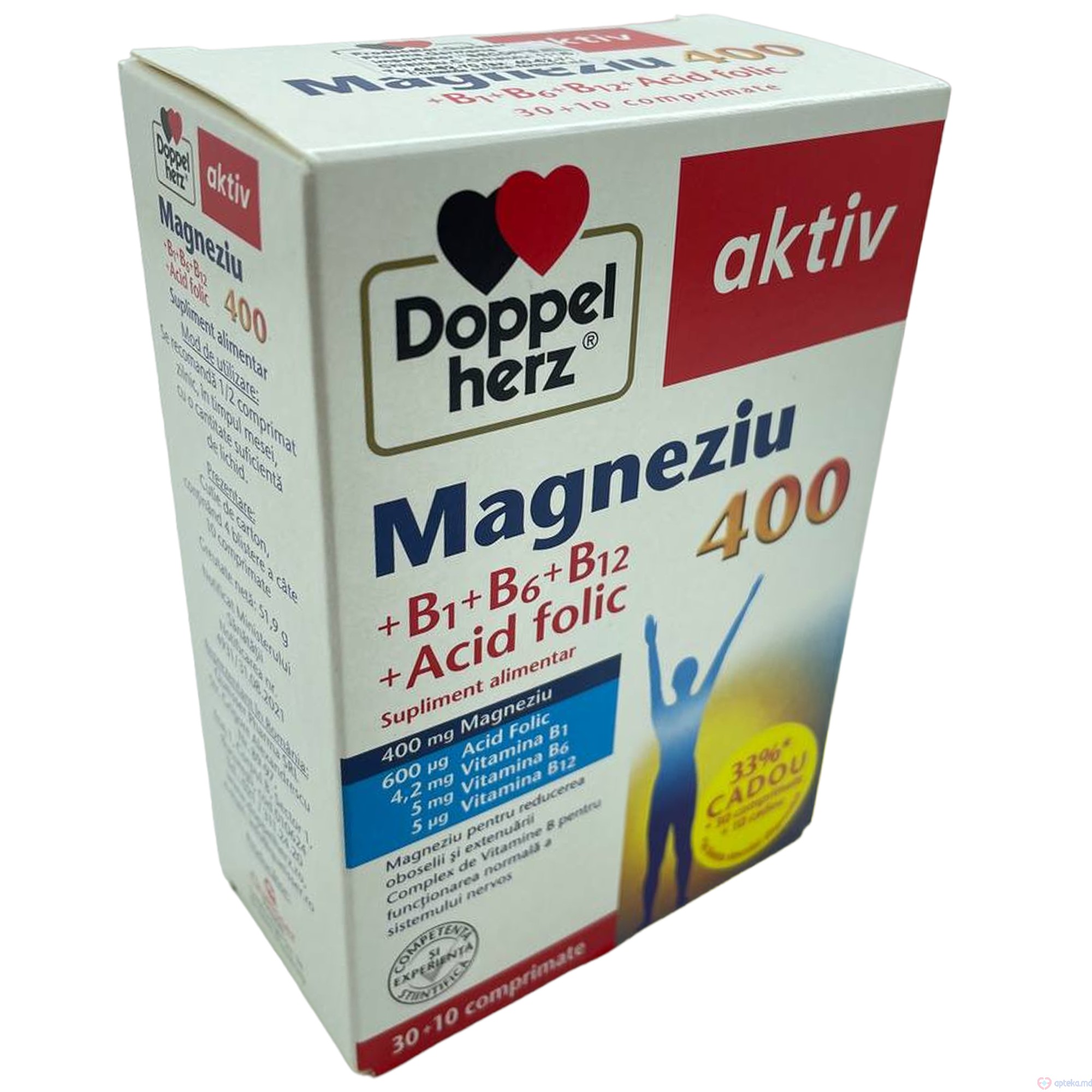 Doppelherz  Magneziu 400mg+Vit.B+Ac.Folic N30+10