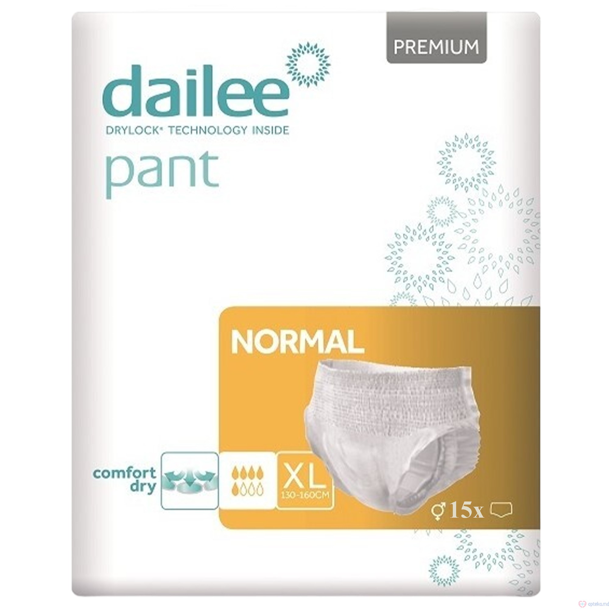 Подгузники-трусы для взрослых Dailee Pant Premium Normal размер XL, 5 капель, N15