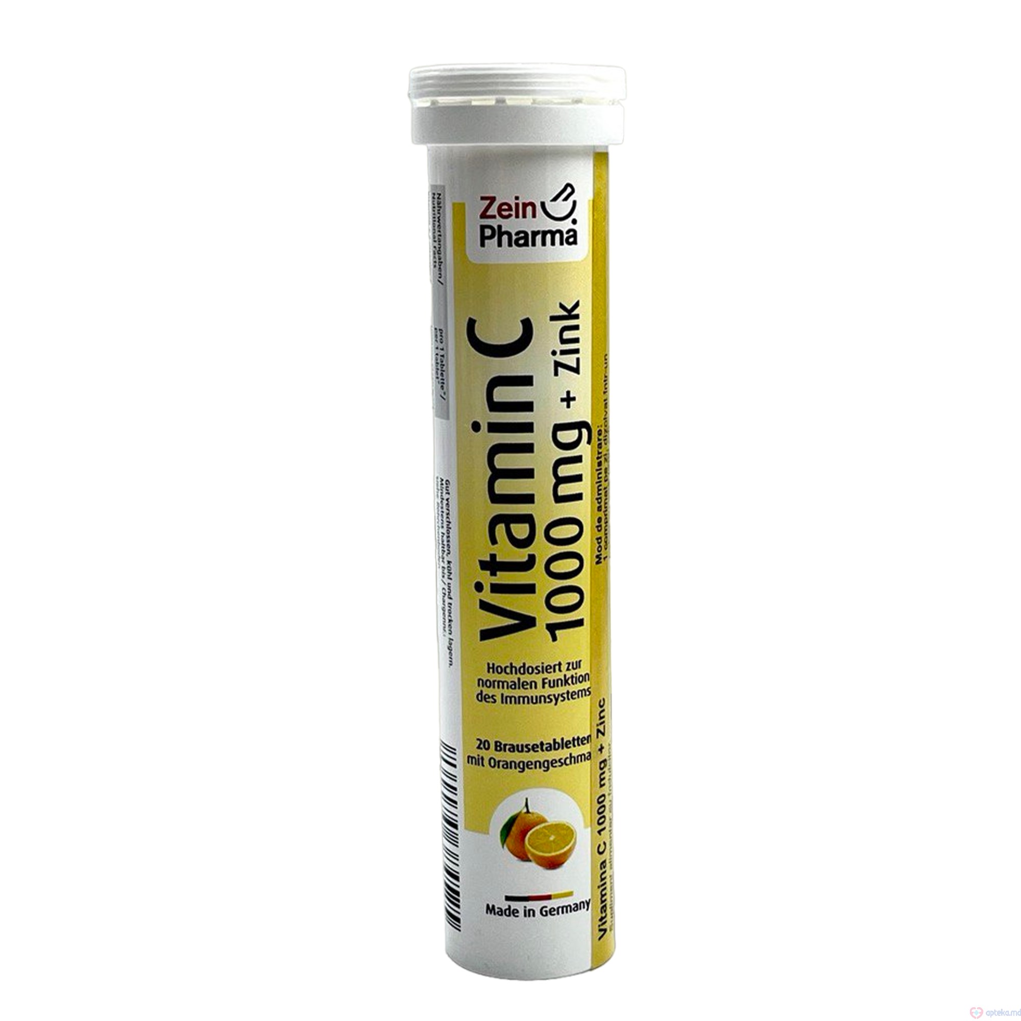 Vitamina C 1000 mg + Zinc 10 mg comp eferv portocala N20