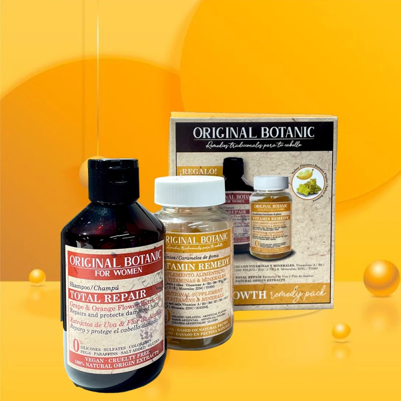 Original Botanic Set sampon si complex de vitamine pentru cresterea parului 250ml si 60buc Original Botanic Set sampon si complex de vitamine pentru cresterea parului 250ml si 60buc