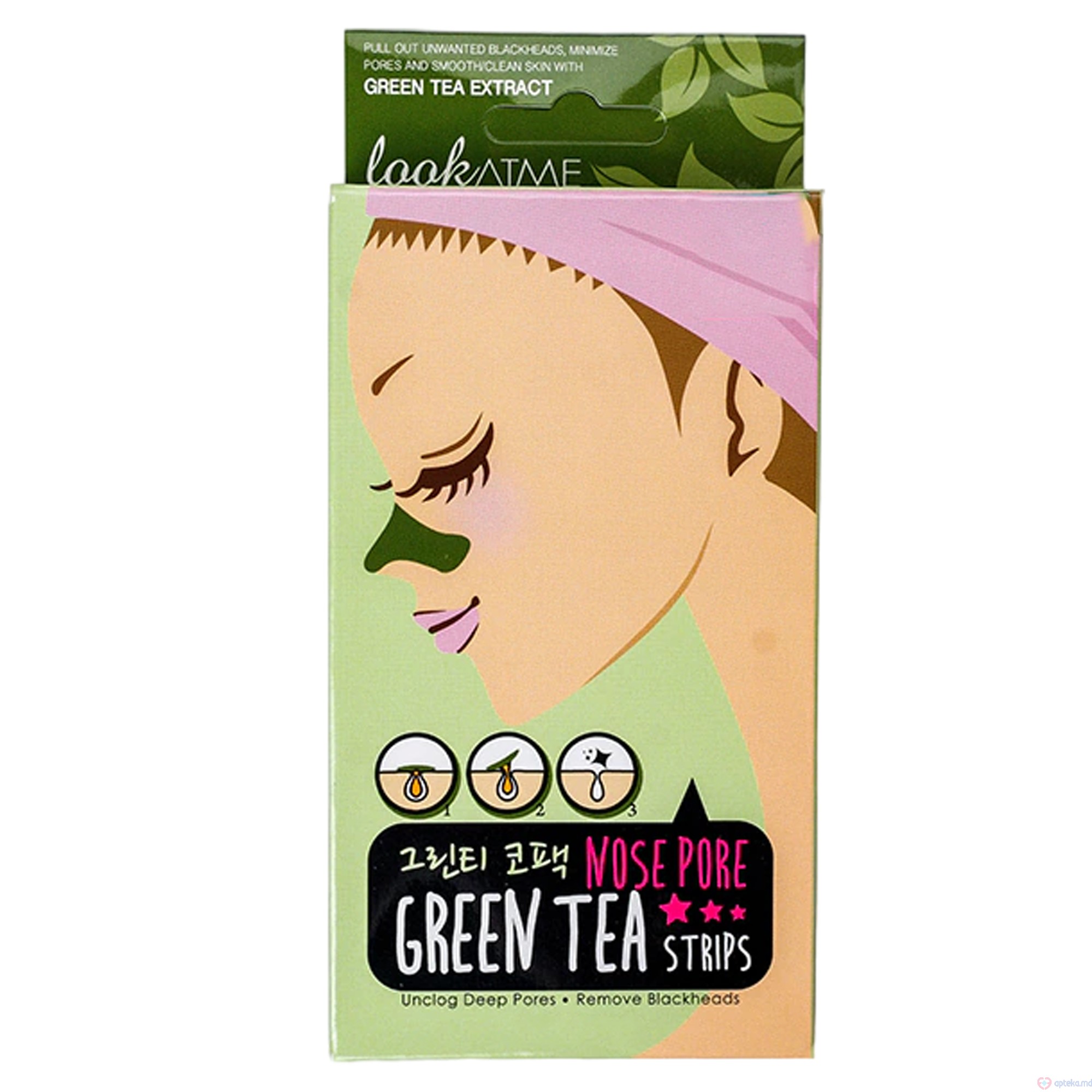 LookAtMe Патчи для очищения носа Nose Pore Strips (GREEN-TEA) N5