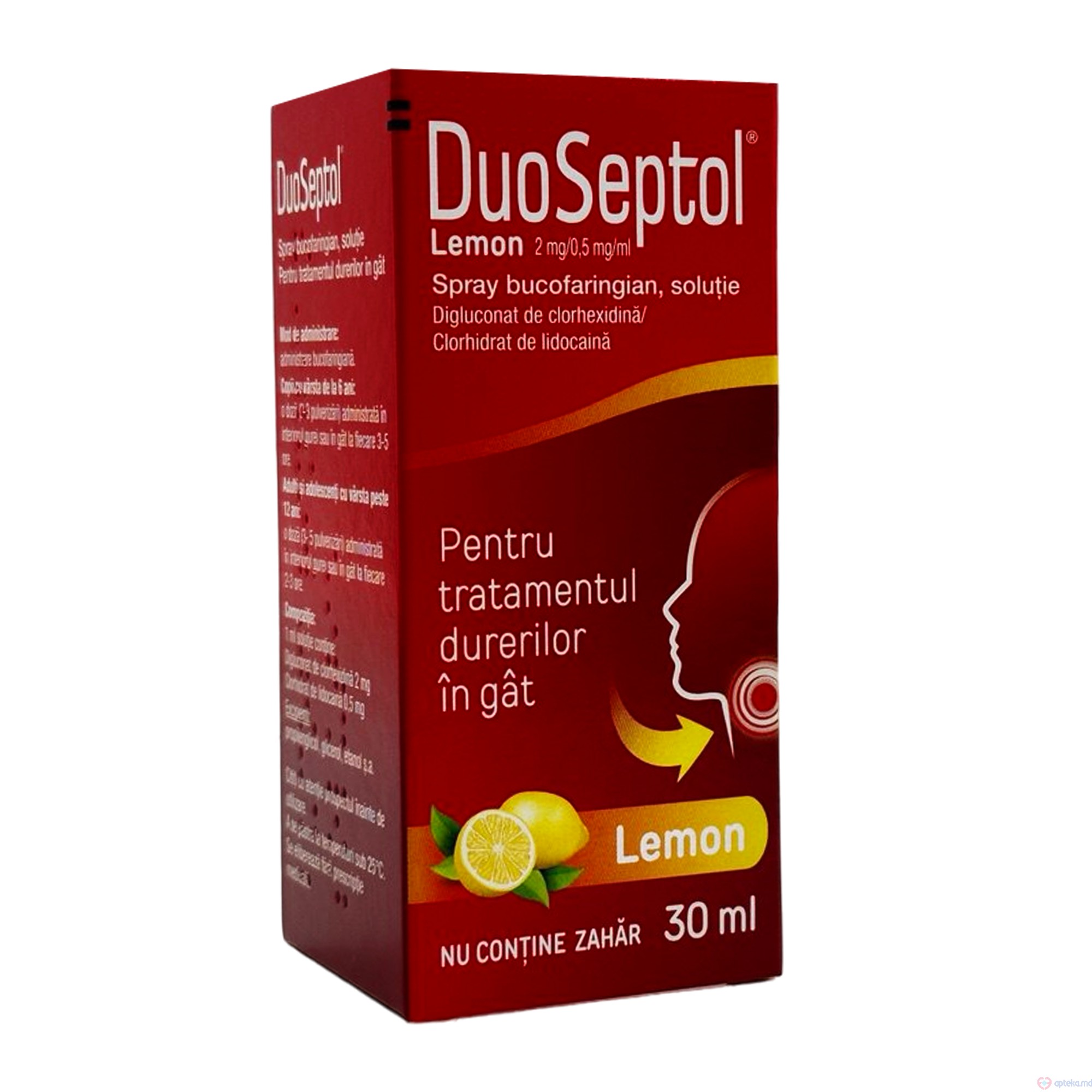 Duoseptol Lemon spray bucofaringian, solutie 2 mg/0,5 mg/ml 30 ml N1