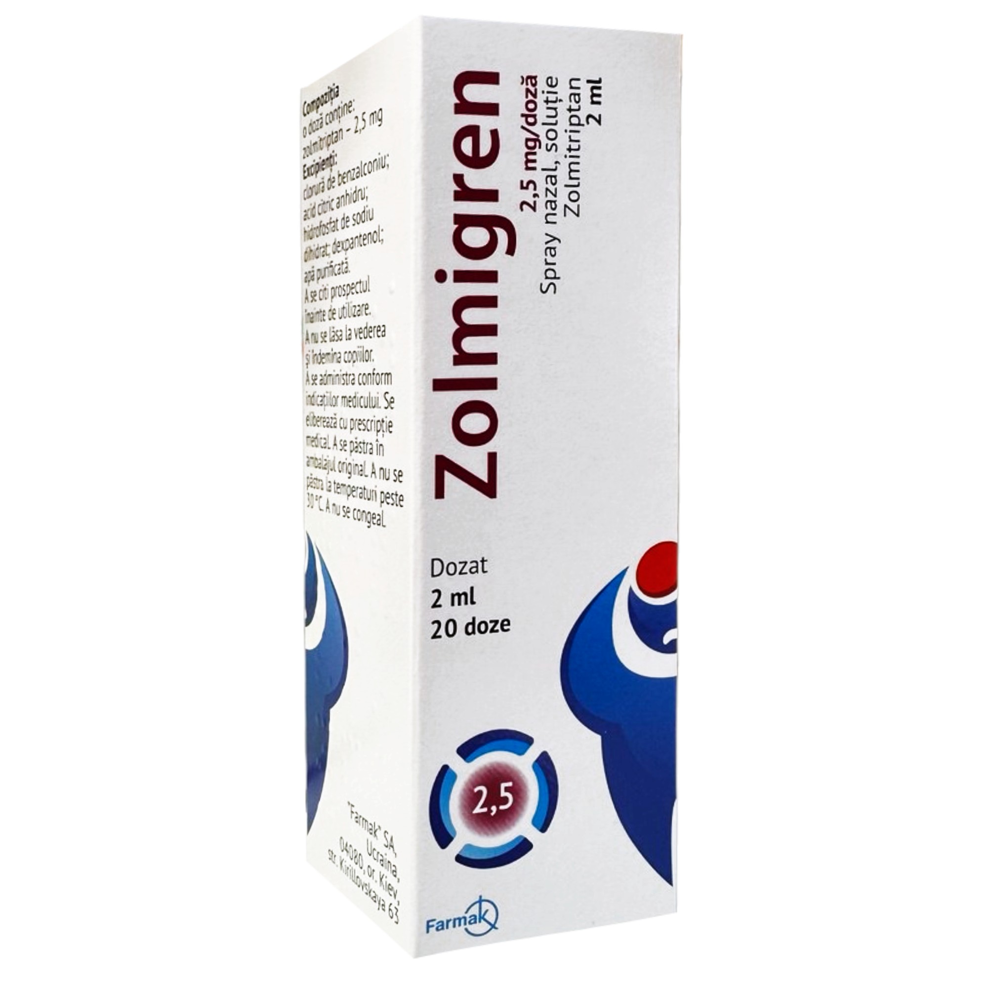 Zolmigren spray nazal, sol. 2,5 mg/doza 2 ml (20 doze) N1