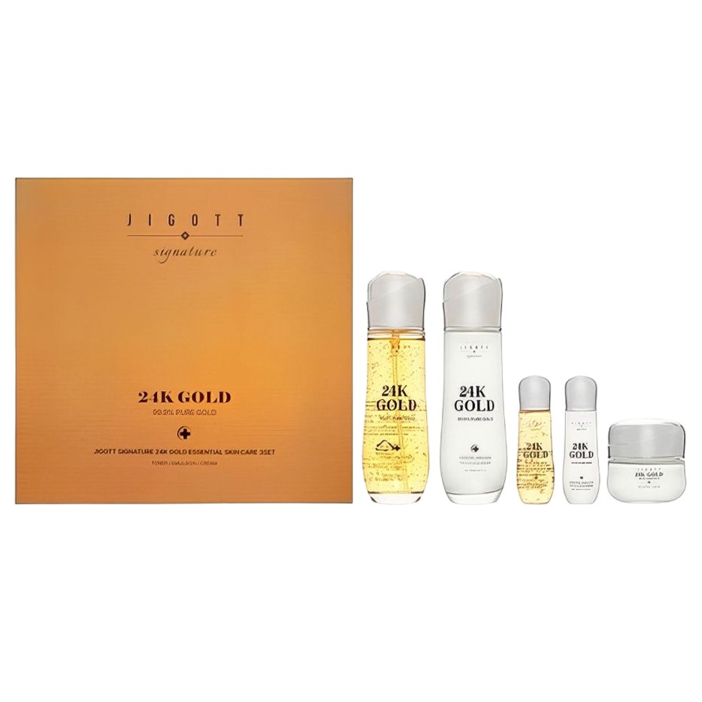 Jigott Set pentru ingrijire faciala cu aur Signature 24K Gold Essential Skin Care 3Set