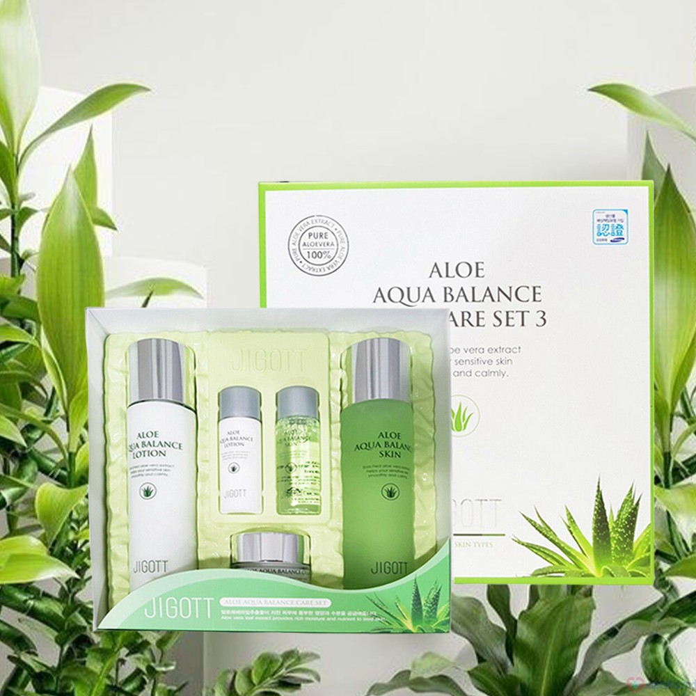 Jigott Set produse de ingrijire faciala cu aloe vera 3 buc (toner 150ml, lotiune 150ml, crema 50ml)