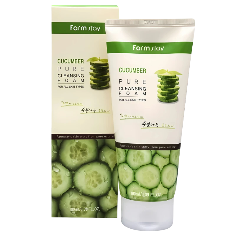 FARMSTAY Spuma de curatare cu extract de castravete CUCUMBER PURE CLEANSING FOAM 180ml