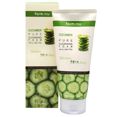 FARMSTAY Spuma de curatare cu extract de castravete CUCUMBER PURE CLEANSING FOAM 180ml