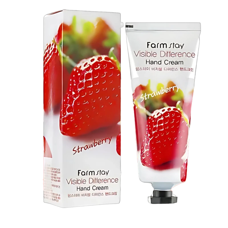 FARMSTAY Crema de maini cu extract de capsuni VISIBLE DIFFERENCE HAND CREAM STRAWBERRY 100g