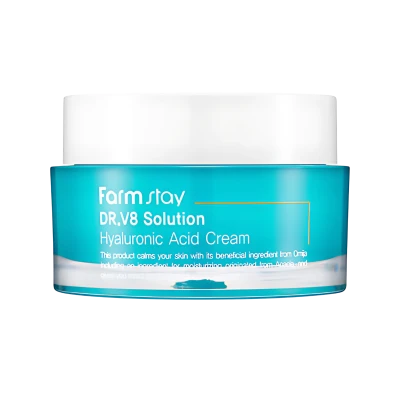 FARMSTAY Crema pentru faa cu acid hialuronic DR-V8 SOLUTION HYALURONIC ACID CREAM 50ml