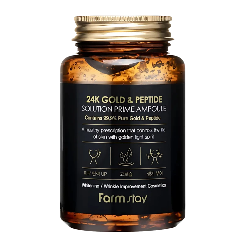 FARMSTAY Ампульная сыворотка с золотом и пептидами 24K GOLD&PEPTIDE SOLUTION PRIME AMPOULE 250ml