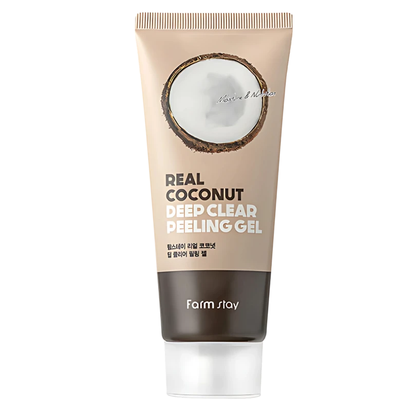 FARMSTAY Gel exfoliant cu ulei de cocos REAL COCONUT DEEP CLEAR PEELING GEL 100ml