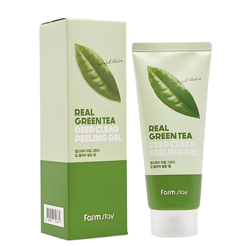 FARMSTAY Gel exfoliant p/u fata cu extract de ceai verde REAL GREEN TEA DEEP CLEAR PEELING GEL 100ml