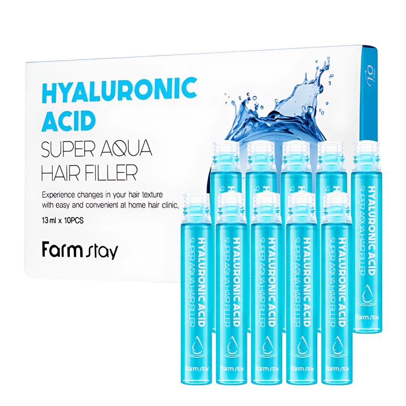 FARMSTAY Filler pentru par cu acid hialuronic HYALURONIC ACID SUPER AQUA HAIR FILLER 13ml*10