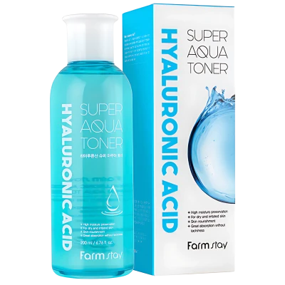 FARMSTAY Tonic  cu acid hialuronic HYALURONIC ACID SUPER AQUA TONER 200ml