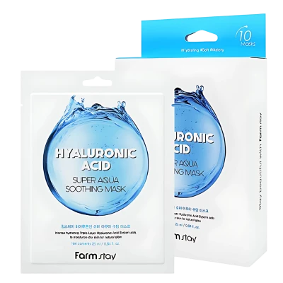 FARMSTAY Masca pentru fata hialuronic HYALURONIC ACID SUPER AQUA SOOTHING MASK 25ml*10